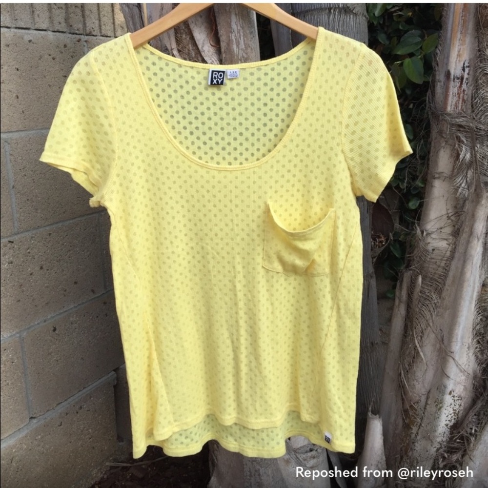 yellow polka dot Roxy tee L - Picture 5 of 6